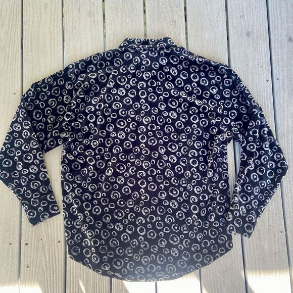 Vintage True Grit Men’s L Lustre Cotton Velvet Button Up Shirt Black  Silver USA - Picture 9 of 16